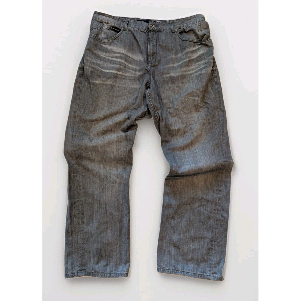 Rocawear R+ Baggy Denim Jeans Men's 42x34 Wide Leg Embroidered Hip Hop Skater